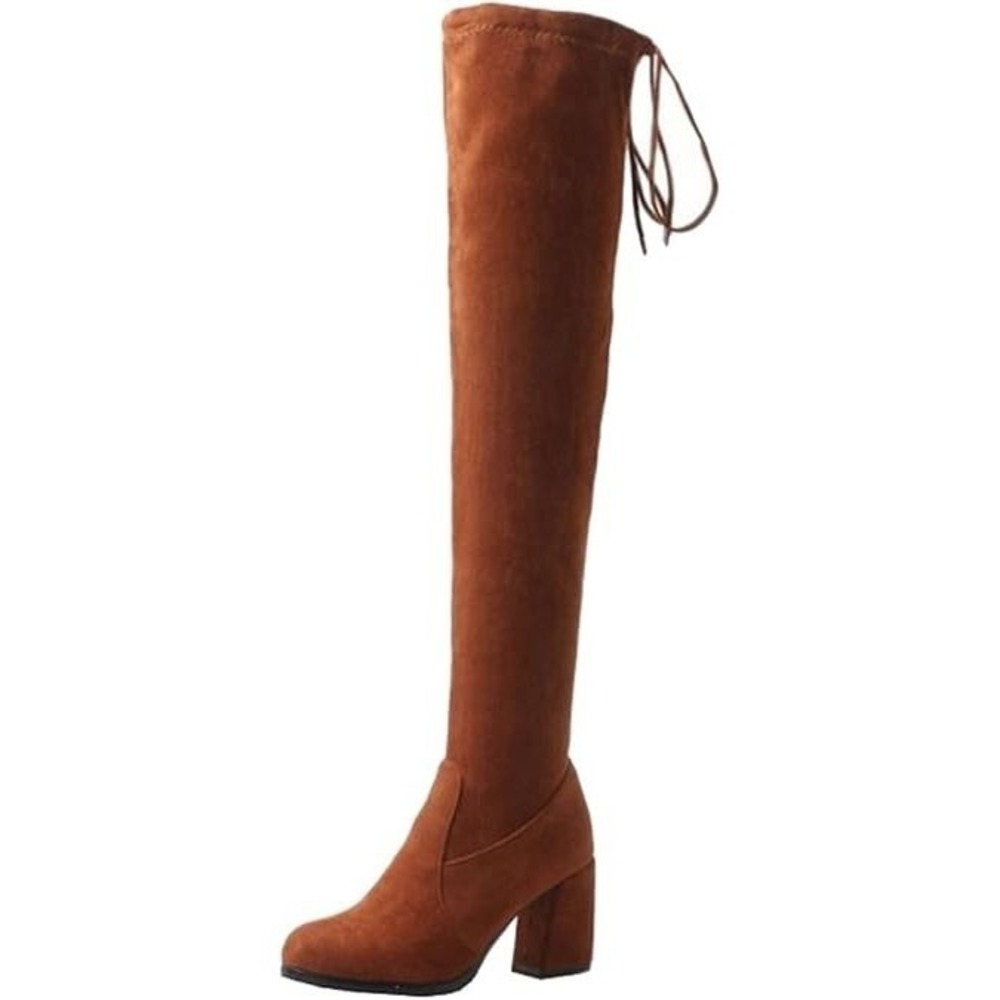 Gianni Bini Over The‎ Knee Boots Brown Faux Suede Block Heel Women Size 6M